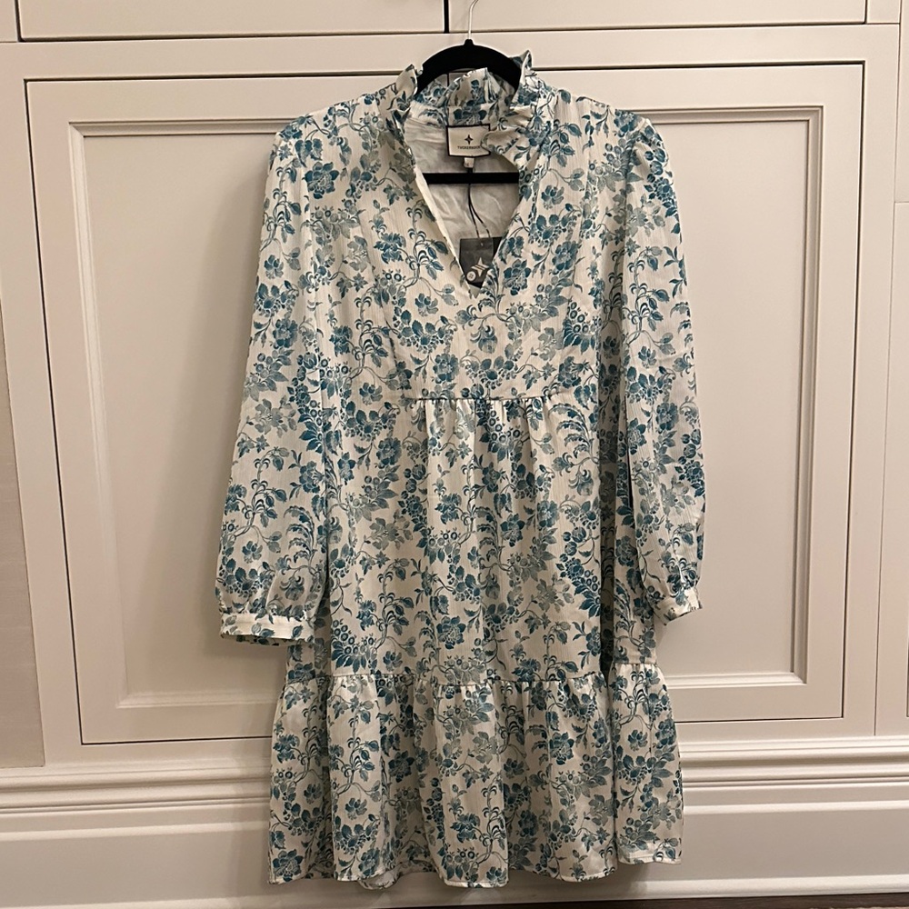 Tuckernuck Blue Floral Ruffle-Tiered Dress